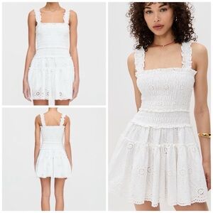 Hill House Azalea mini nap dress White/Trellis Broderie